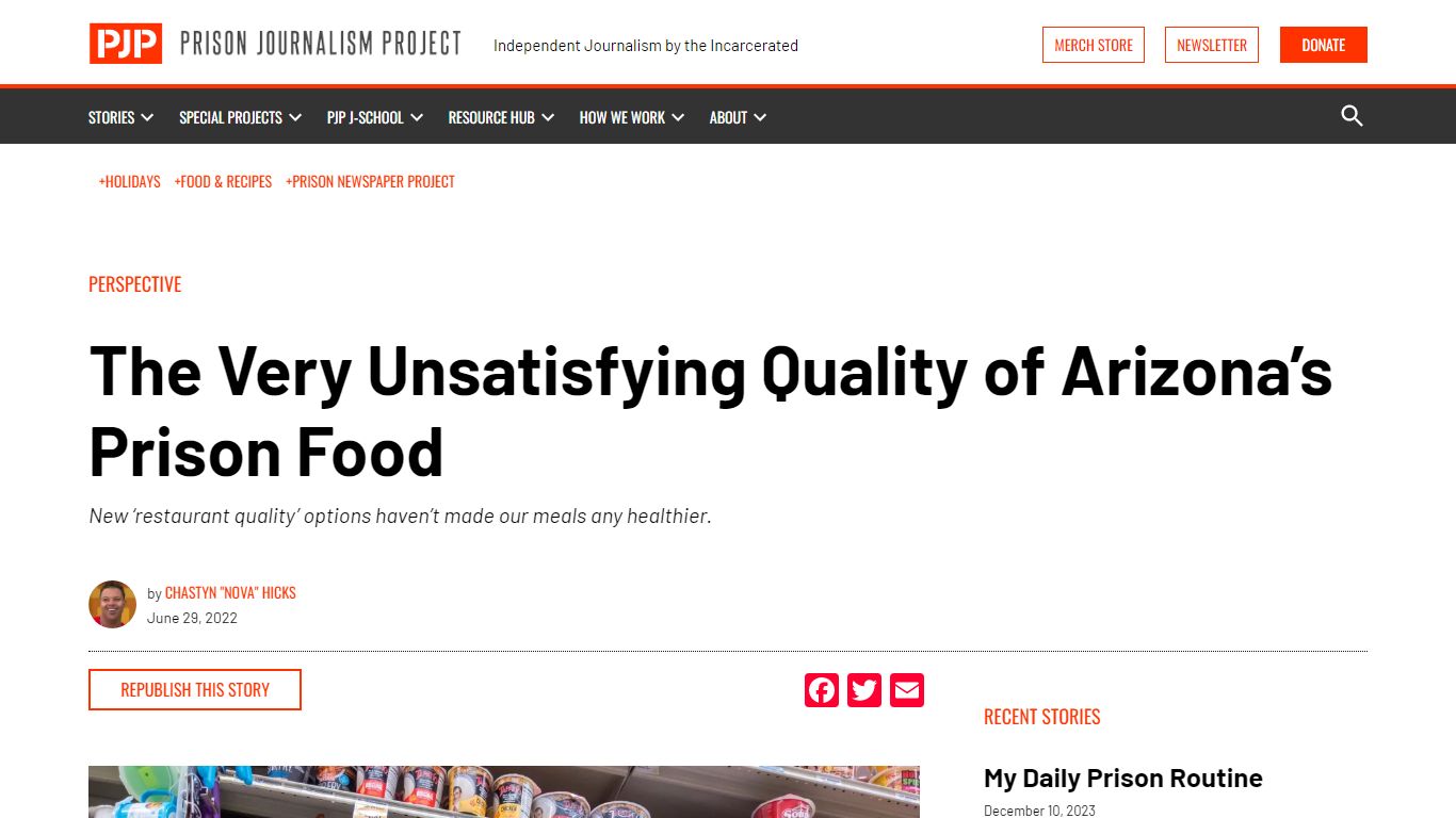 Prison Food in Arizona is Anything But Wholesome